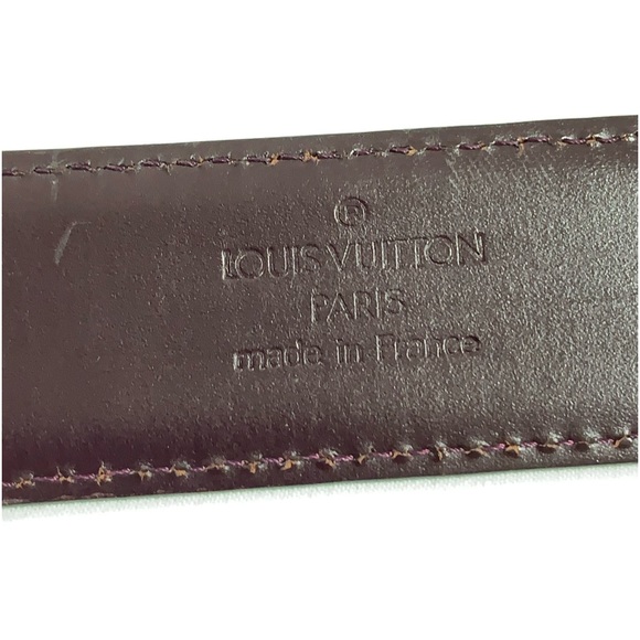 Genuine vintage LOUIS VUITTON taiga Bordeaux leather belt 44 Large - Picture 11 of 14